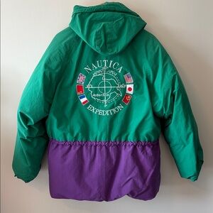 Nautica Expedition Vintage 90’s Green and Purple Jacket